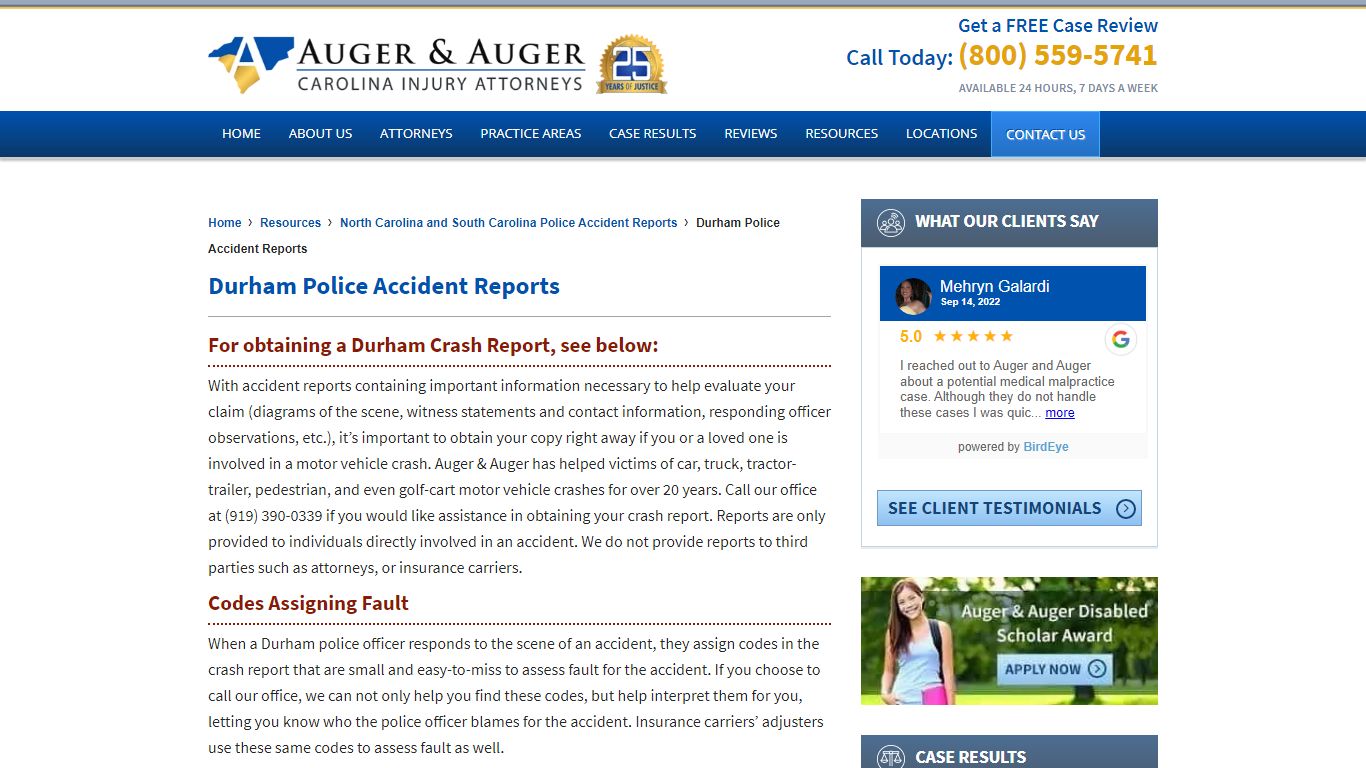 Durham Police Accident Reports | Auger & Auger