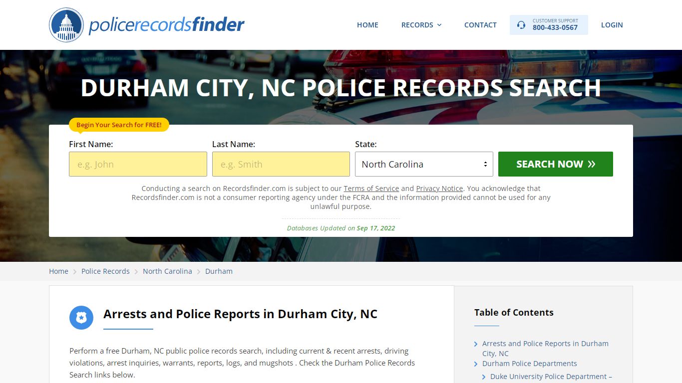 Durham, Butte County, NC Police Reports & Police Department Records